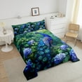 thumbnail image 4 of Peacock Full Bedding Set,Exotic Bird Feather Down Comforter Teens Purple Flowers Botanical Leaves Decor Comforter Set,Navy Blue Animals Duvet Insert, 4 of 7
