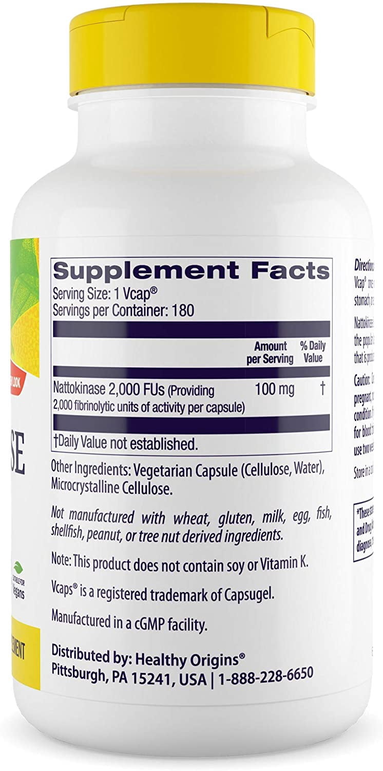 Healthy Origins Nattokinase 2000 FUs 100 mg - 180 Vcaps