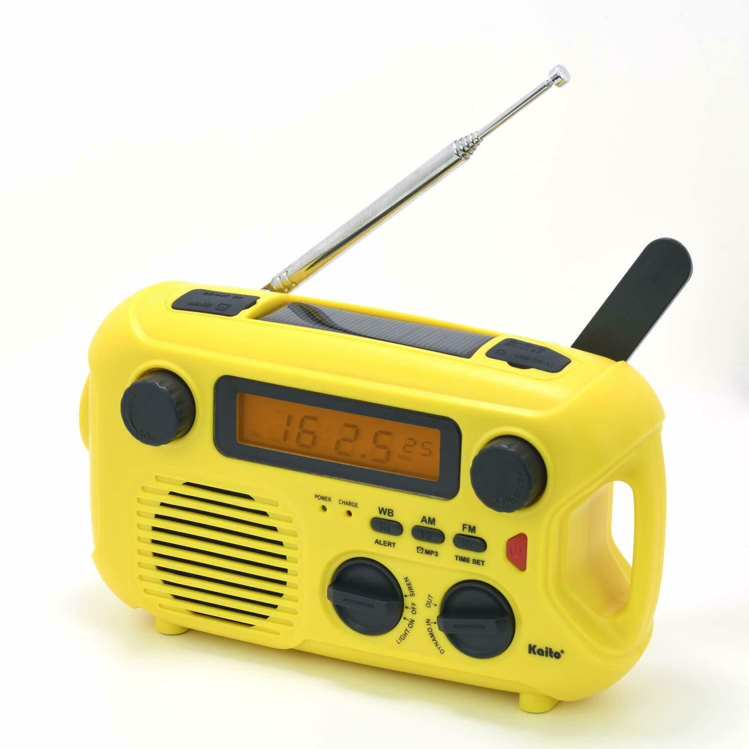 Kaito KA580 Emergency Radio with Solar Dynamo Crank AM FM NOAA Weather Receiver - Yellow