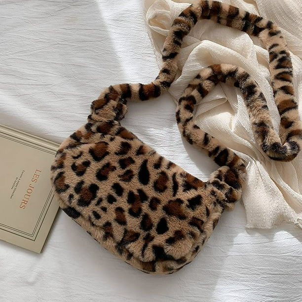 SAYDY Women Leopard Printed Shoulder Bag Fluffy Bag Fluffy