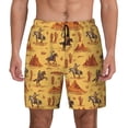 thumbnail image 2 of Picia Brave Cowboys pattern Mens Swim Trunks with Compression Liner Stretch Beach Shorts Quick Dry with Zipper Pockets No-Chafing Board Shorts-Small, 2 of 9