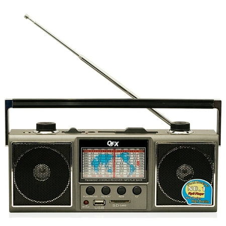 QFX J-114U AM/FM Shortwave Radio with USB and SD Card (Best Wind Up Radio)