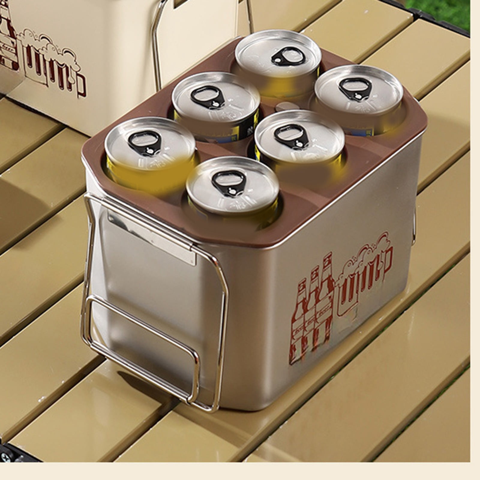 6-Bottle Cooler Carrier - Insulated Ice Bucket for & | Heavy-Duty Portable Drink Holder for BBQs, Camping & Hockey Games