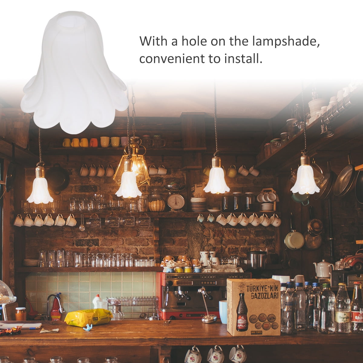 OUNONA Clear Glass Shade Replacements Floral Shape Lampshade White Glass 1Pcs 6.9*6.9in