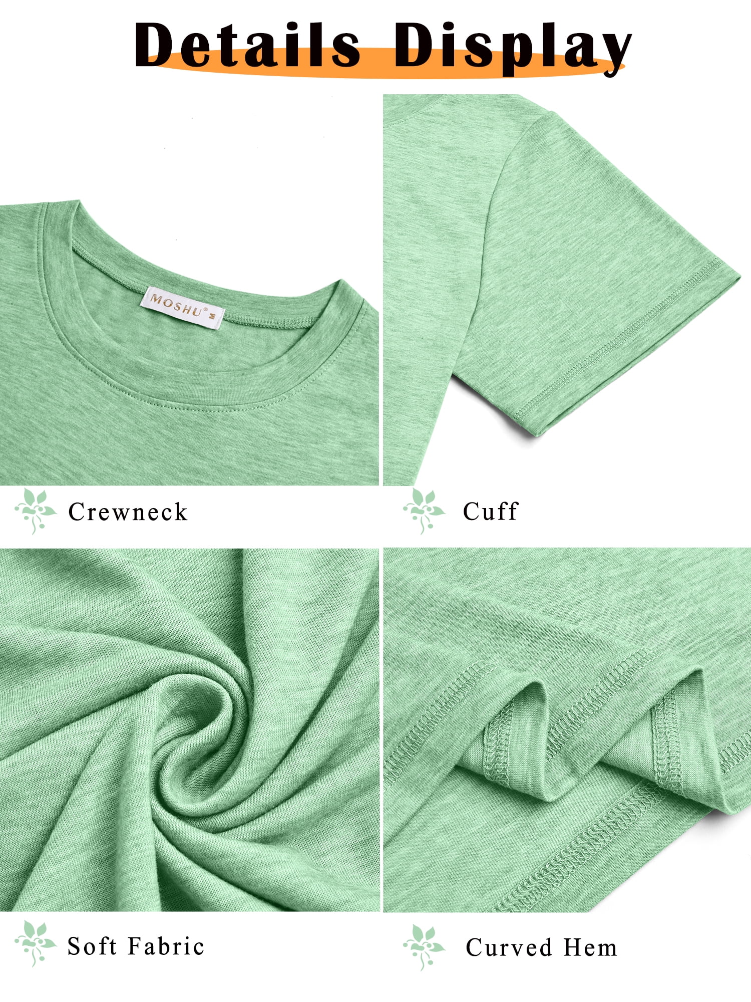 MOSHU 3 Pack T-Shirts for Women Short Sleeve Summer Womens Plus Size Tops Casual Curved Hem Shirts Beach Outfits