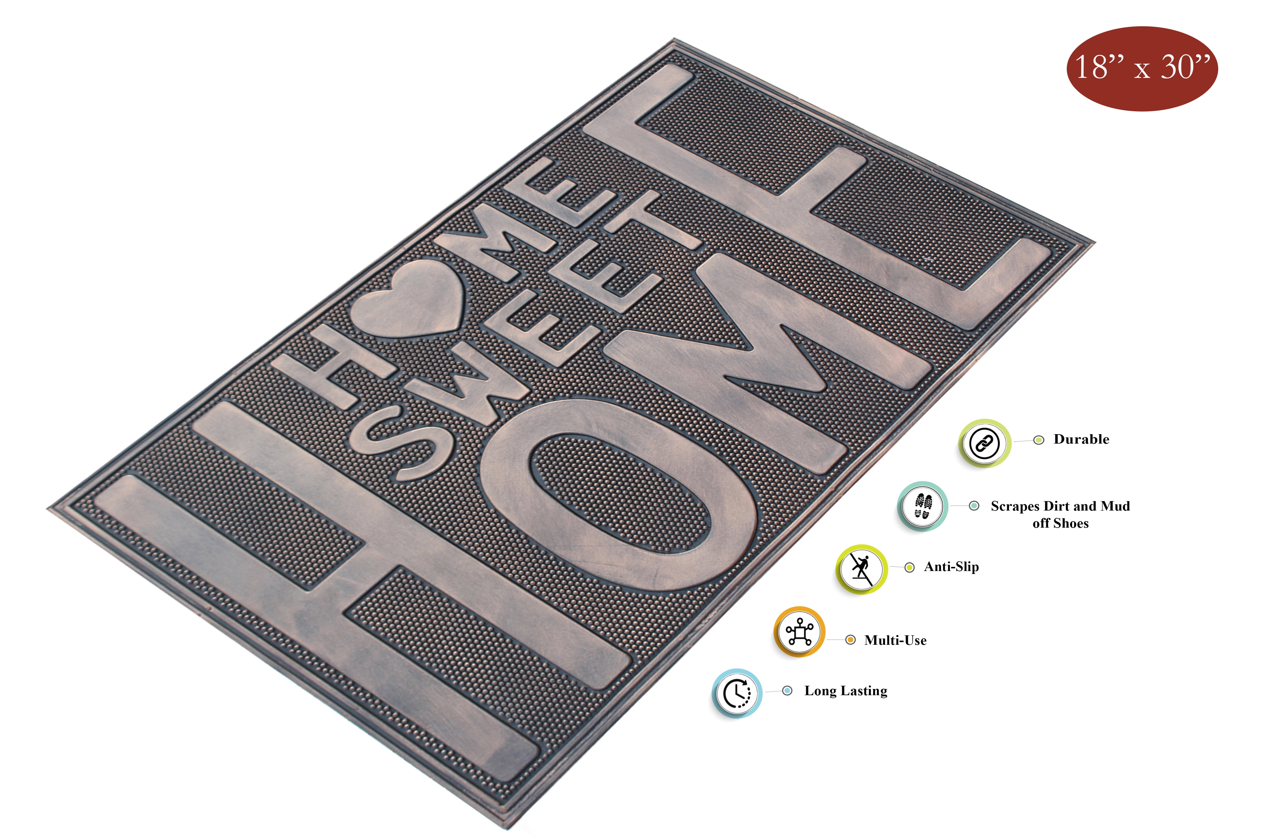A1 Home Collections LLC A1hc Home Sweet Home Rubber Pin Mat Heavy Duty Doormat, Copper - 24 inchx39 inch, Size: 24x39 - Copper