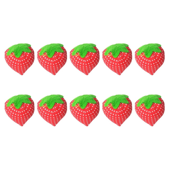 HINTRMENT 10Set Embroidery Needles Pillow Strawberry Shaped Cotton Red for Crafters Tool