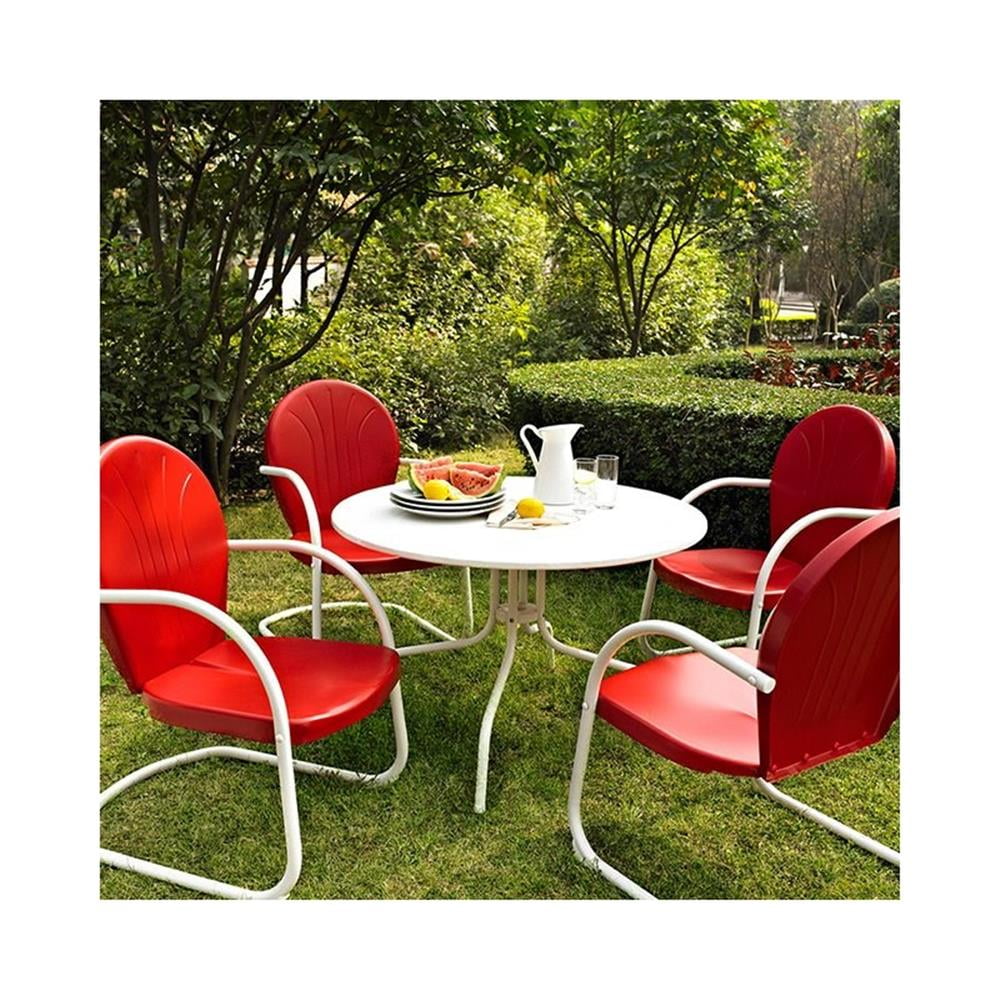 Pemberley Row Steel Red Chair UV Resistant 34.5" H x 21" W x 28.5" D Easy To Assemble