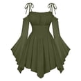 thumbnail image 3 of Scarlet Darkness Womens Renaissance Fairy Dress A Line Boho Corset Dress,Long Bell Sleeves Off-shoulder Dress with Pockets, Comfortable Chiffon, for Ren Fair, Pirate Medival Halloween Themed Party, 3 of 3