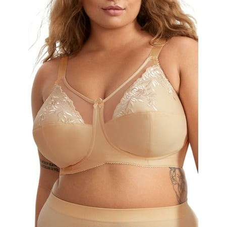 

Elila Womens Embroidered Microfiber Wire-Free Bra Style-1301