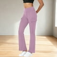 thumbnail image 5 of Yoga Leggings for Women High Waisted Cargo Gym Workout Sport Pants Solid Color Comfy Flared Pants with Pockets, 5 of 7