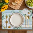 thumbnail image 4 of Daisy Spring Floral Placemats Set of 12, Eucalyptus Leaves Watercolor Wooden Placemats for Dining Table, Place Mats for Kitchen Tabletop, Waterproof Wipeable Dining Table Mats Set, 4 of 9