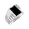 thumbnail image 3 of RYLOS Men's Ring with Black Onyx & Diamonds – Designer Men's Jewelry in Sizes 8-13 Sterling Silver Size 9, 3 of 6