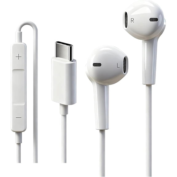 USB C Headphone for Samsung Galaxy S26 Ultra A57 A37 S25 S24 S23 Ultra FE Wired Earbuds in-Ear Type C Earphone with Microphone Volume Control Stereo Noise Canceling for iPhone 17 16 15 Pixel 10