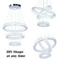 thumbnail image 5 of FRIXCHUR 3 Rings Crystal Chandelier, Modern LED Round Pedant Lighting Stainless Steel Height Adjustable Ceiling Light for Living Room Bedroom Closet (White Light), 5 of 11