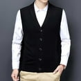 thumbnail image 4 of Dpytoraw Male Autumn And Winter Single Buckle Sweater Vest Vest V Neck Pure Color Wool Collarless Shirt Combined Body Type Non Hooded Vest Sweater Vest, 4 of 4