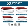thumbnail image 2 of 8-Piece Deep Glass Baking Dish Set with Plastic lids,Rectangular Glass Bakeware Set with Lids, Baking Pans for Lasagna, Leftovers, Cooking, Kitchen, Freezer-to-Oven and Dishwasher, Red, 2 of 7