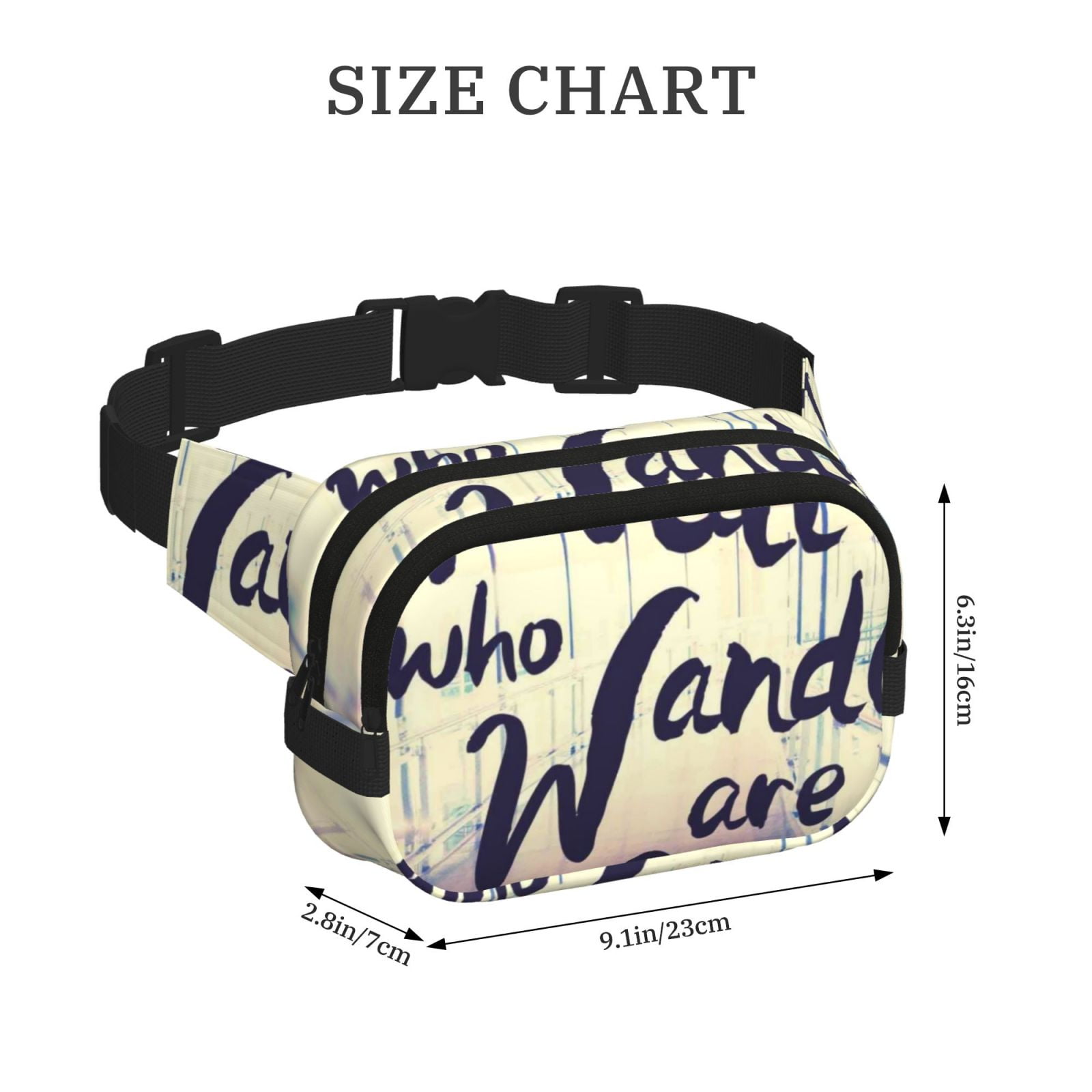 Picia Not All Those Who Wander Are Lost Print Square Double-Layer Waist Bag Mini Adjustable Waist Belt Bag Exercise Running Travel Hiking