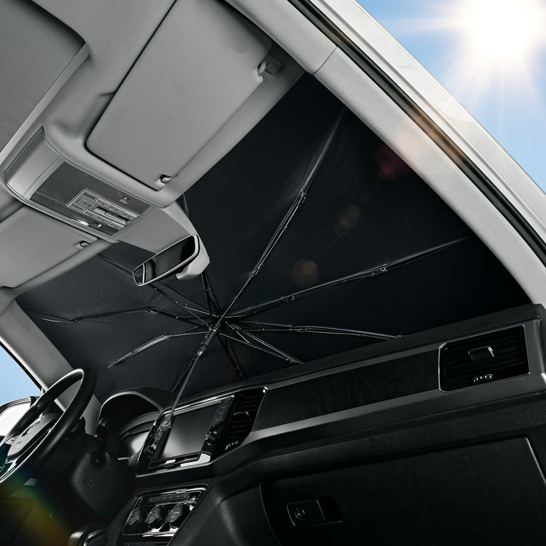 Windshield Sun Shade Foldable Umbrella - Silver Heat Shield UV Reflective For Car - Universal Fit Medium 56x31"