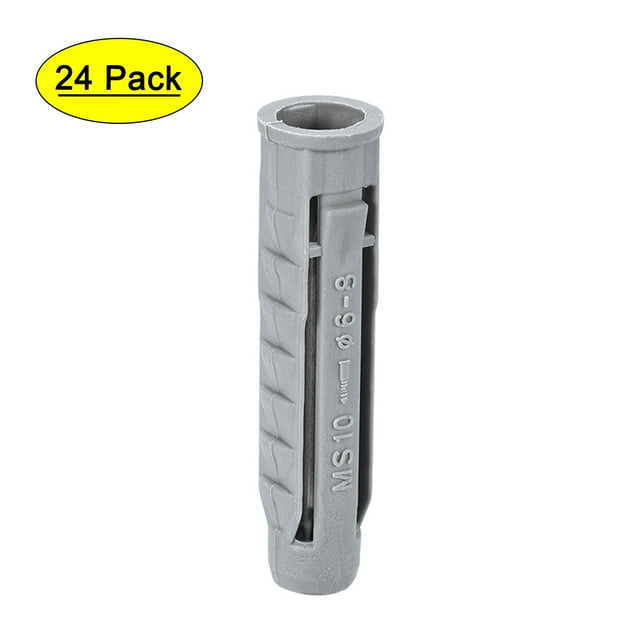 Unique Bargains 10X50mm Plastic Expansion Pipe Column Concrete Anchor Wall Plug Frame Fixings Tube Gray 24 pcs