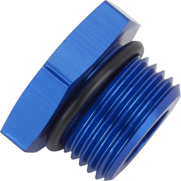 Aluminum Straight Thread Fitting Plug, Blue, -10 AN