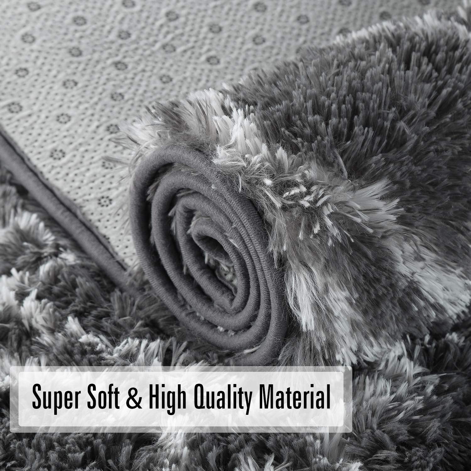 Brochao 5'x8' Shag Area Rug for Living Room, Diamond Geometric Indoor Area Rug, Fluffy Carpet Plush Rug, Soft Home Floor Bedroom Carpet, Gray