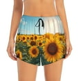 thumbnail image 2 of Xecao Sunlit Sunflower Field for Double-layer Running Short for Women, Perfect for Gym, Tennis, and More, Featuring a Convenient Pocket-Large, 2 of 7