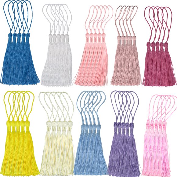 Hilo sedoso con borlas Makhry, 100 unidades, 13 cm, para manualidades