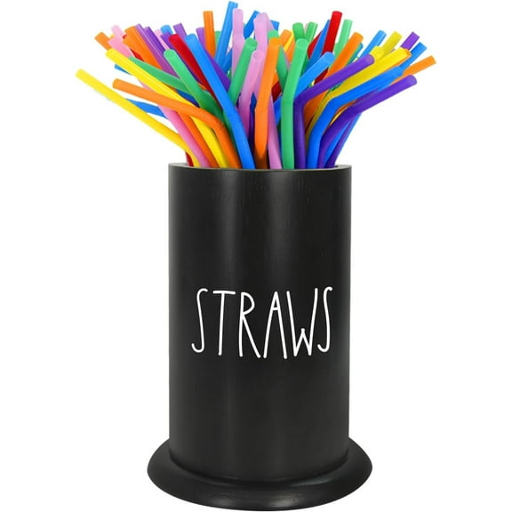 Bamboo Coffee Stirrers Holder Organizer Straw Dispenser