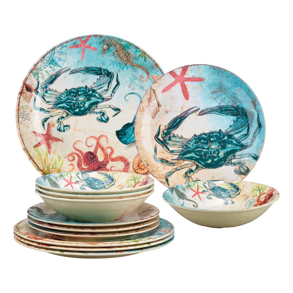 Gourmet Art 12Piece Sealife Crab Heavyweight and Durable Melamine