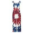thumbnail image 4 of Cavosen Cotton Overalls for Women Independence Day Oversized Patriotic Jumpsuits Wide Leg Long Overalls with Pocket Red White and Blue Work Rompers, 4 of 5