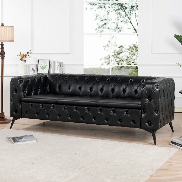 Modern 3 Seater Faux Leather Sofa