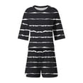 thumbnail image 6 of HUJlwoi Women 2 Piece Pajama Sets Fashion Striped Short Sleeve Sleep Shirt with Shorts Pj Set Loungewear Casual Sleepwear, 6 of 7
