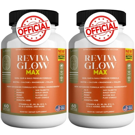 GREENVIFY Reviva Glow Max - Hair, Skin & Nails Support Supplement | Biotin, Calcium, Magnesium, Folate & Herbal Blend | Premium Formula | 120 Capsules, Vegan & Gluten-Free