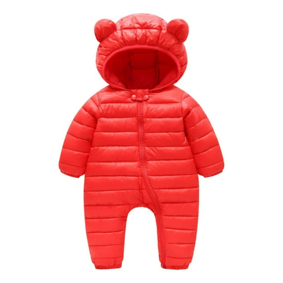 BULLPIANO Infant Baby Girls Boys Zipper Puffer Jacket Bodysuits Coat Outfit Winter Warm Hooded Romper Snowsuit Windproof Outwear 0-18M