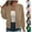 Khaki, variant on gakvbuo Coarse Knitted Baseball Jacket for Women Loose Long Sleeve Sweatshirt with Zipper Jacket