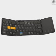 Mini Foldable Keyboard 3-Bluetooth Multi-Device Switch, Compact PU Keyboard with Touchpad Compatible for Tablet and Phone, Portable for Travel