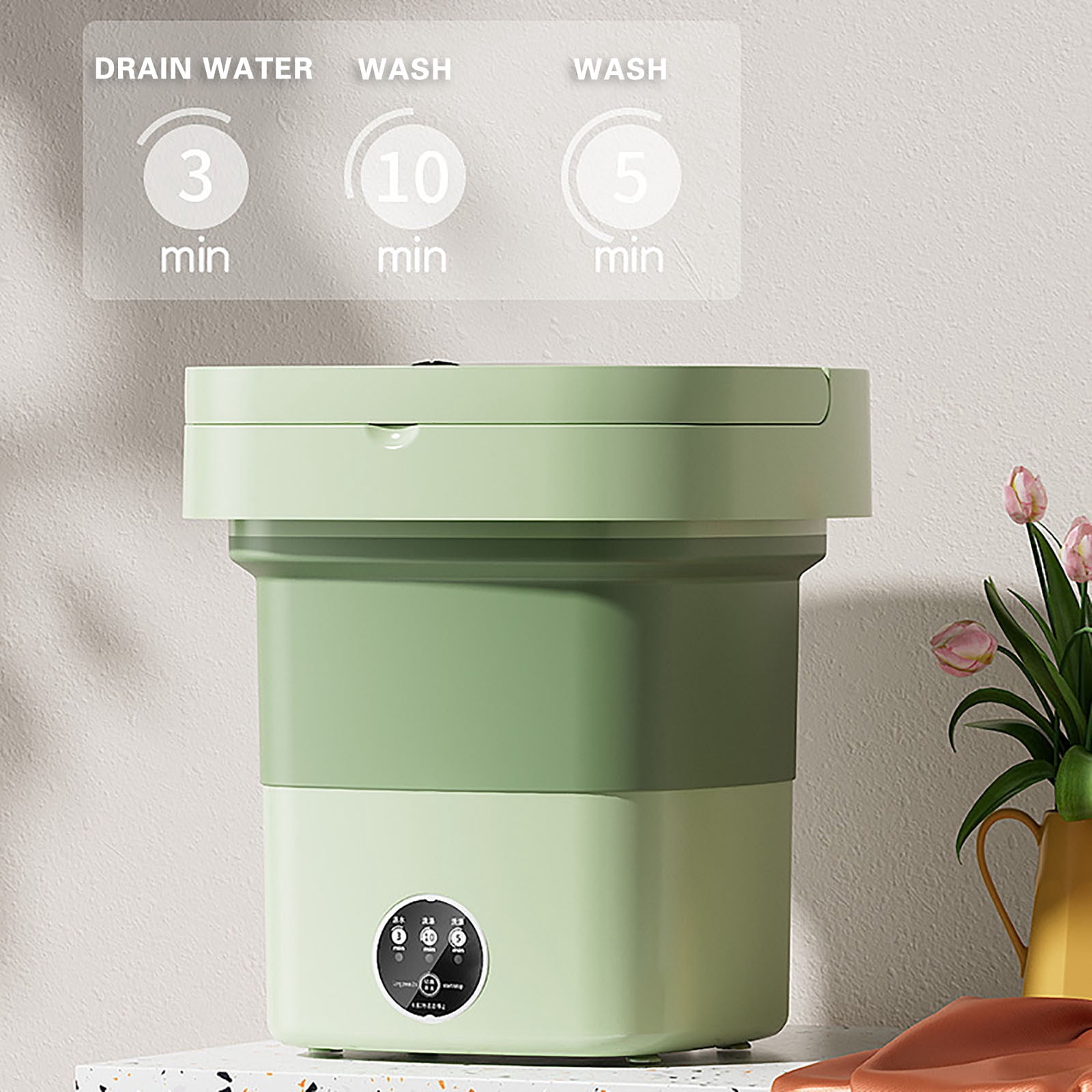 Portable Washing Machine, 8.5L Mini Foldable Washer and Dryer with 3 Modes Deep Cleaning, Small Collapsible Laundry, Sutiable for Travel, Camping, Apartment, Dorm, Baby Clothes, Socks, Underwear
