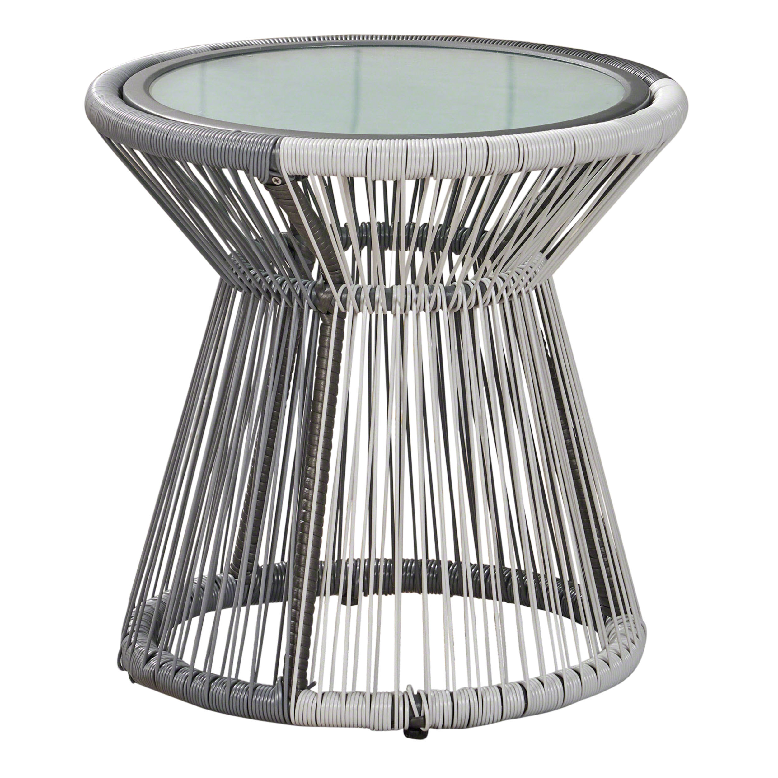 GDF Studio Aiden Outdoor Wicker Side Table with Glass Top, Gray and White - image 5 of 5