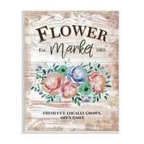 Stupell Industries Rustic Country Flower Market Est. 1903 Illustration, 10 x 15, Designed by Jennifer Ellory