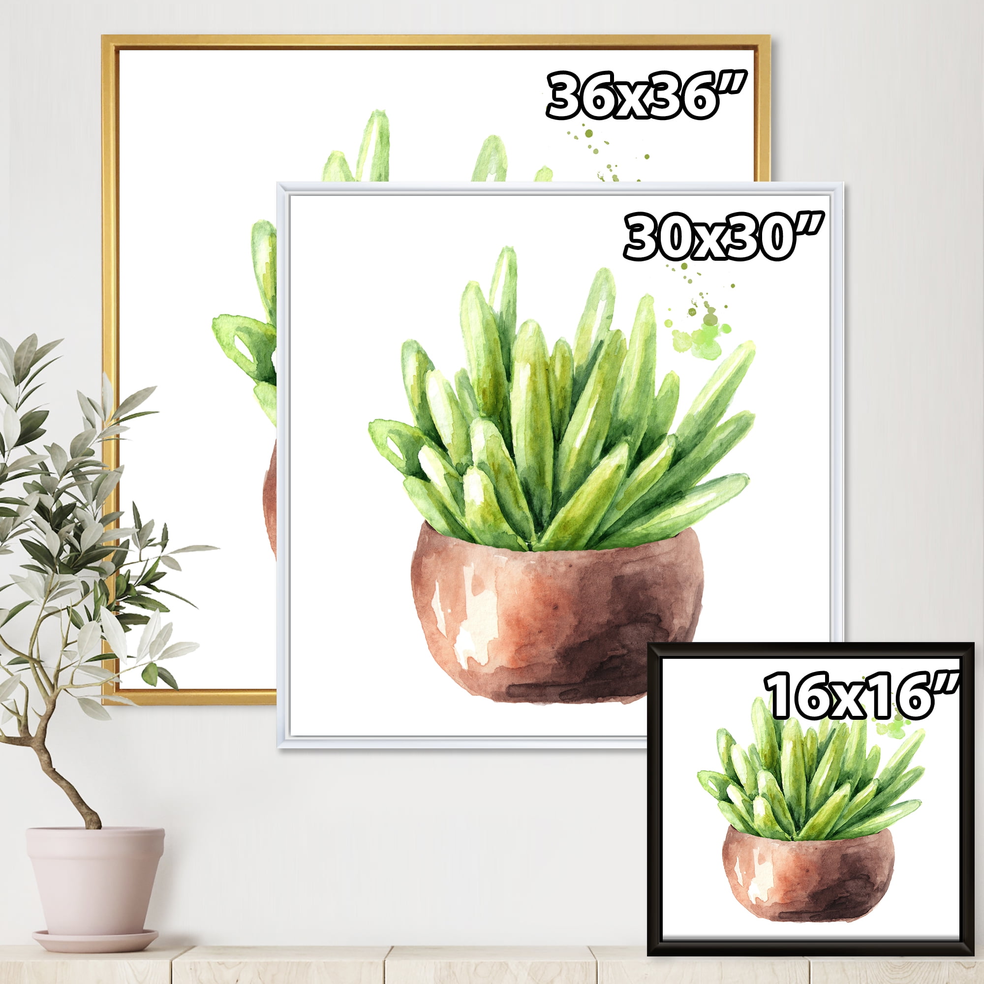 Designart 'Succulent Flower In Terracotta Clypot I' Traditional Framed Canvas Wall Art Print