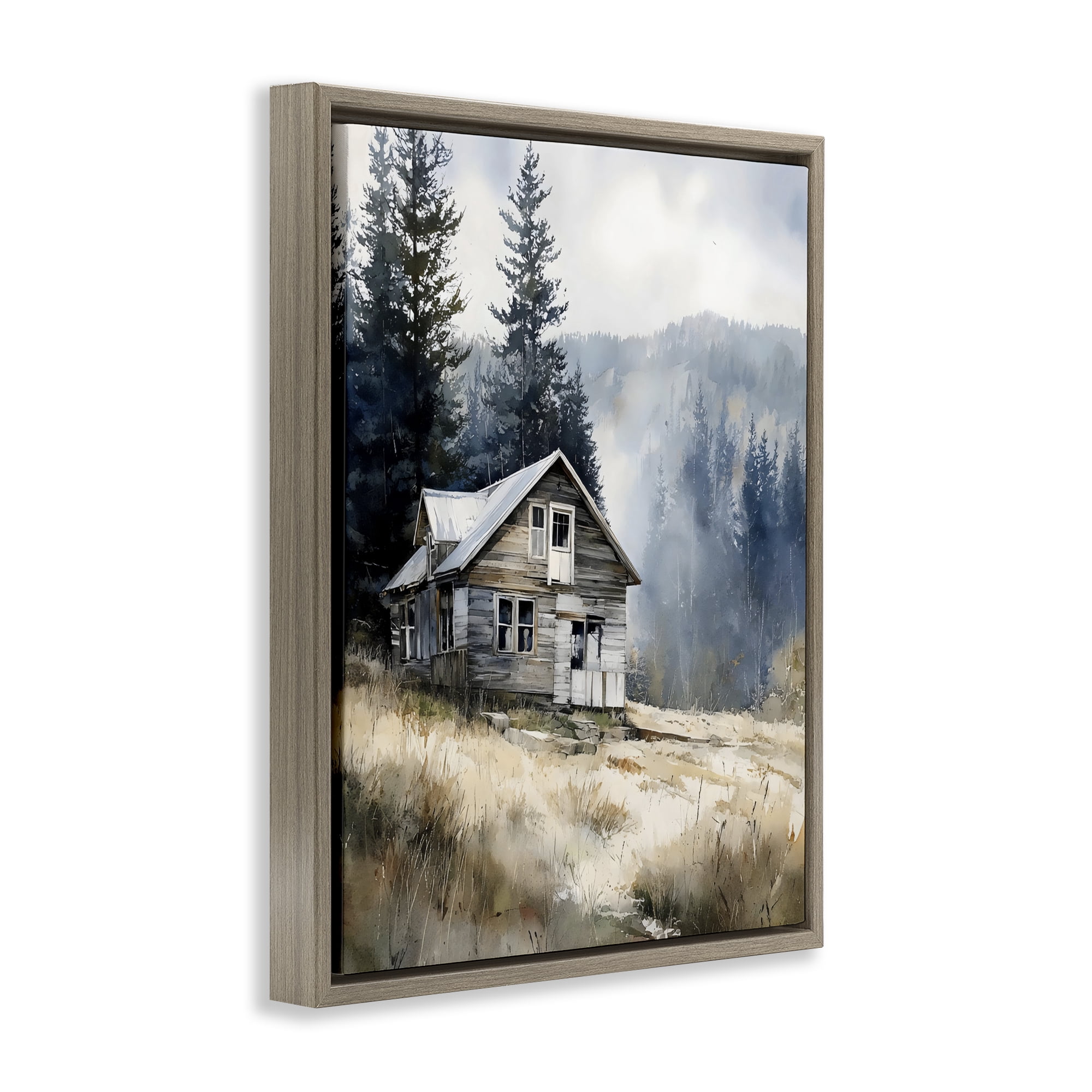 Stupell Industries Old Mountain House Brown Framed Floater Canvas Wall Art, design by Franklyn Gregory