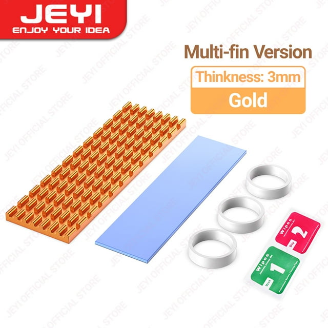 M.2 SSD Heatsink Aluminum Cooler Multi-version NVMe Radiator with Thermal Pad, Dust Paper for PS5/PC/Laptop M2 2280 SSD 3mm Fin Gold