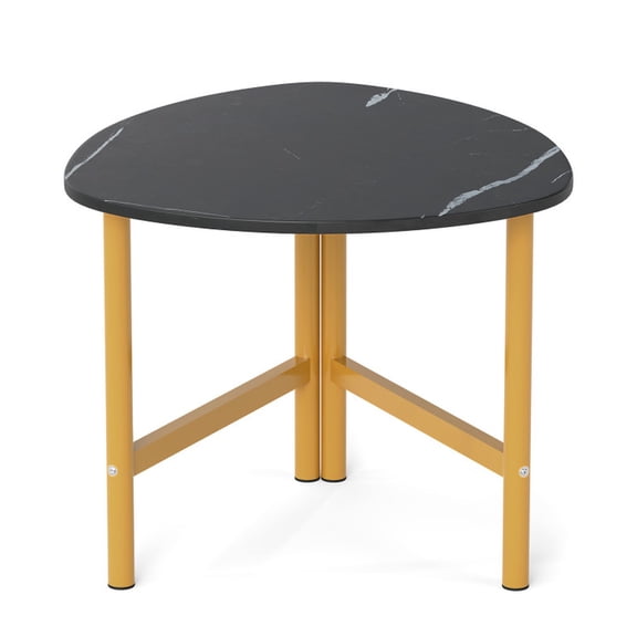 Furnibear Triangle Coffee Table Oval Coffee Table with Metal Legs Industrial Center Table - Black - Living Room Center Table
