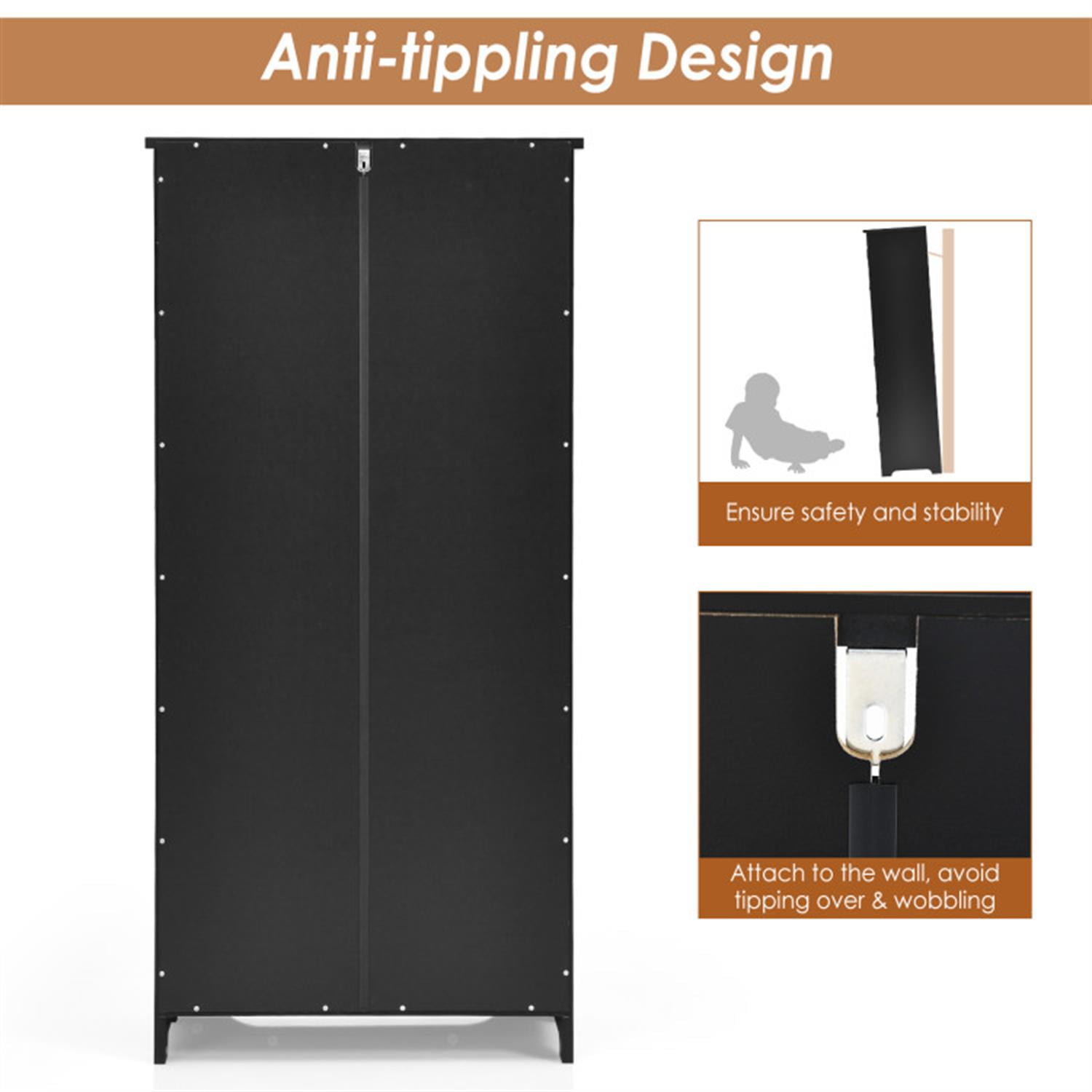 Demi Bonn 49" Accent Storage Cabinet, Bathroom Cabinet, Pantry Cabinet with Adjustable Shelves, Black