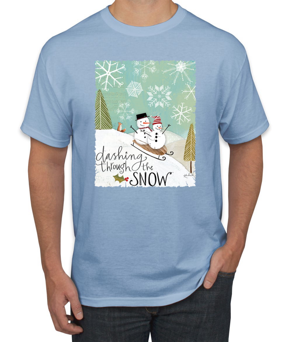 Blue T-Shirt Let It Snow Sowflake 