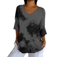 thumbnail image 5 of Endives Women's Shirts Elegant Retro Art Print V Neck Loose Mid Length Sleeve Womens Top Blouse, 5 of 6