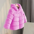 thumbnail image 2 of IVEYRTF Childrens Solid Color Thickened Hooded Jacket with Warm Casual Fashion Outerwear for Girls Winter Coats for Kids Soft Fabric Breathable Comfortable Wear(Purple,4-5 Years), 2 of 4