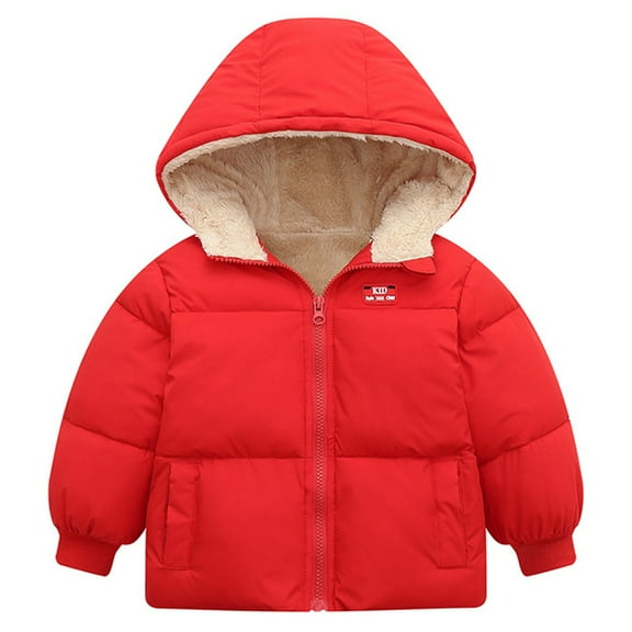 Little Boys Girls Winter Fleece Lined Hooded Coats Toddler Warm Zipper Jacket Outwear 1-6Y