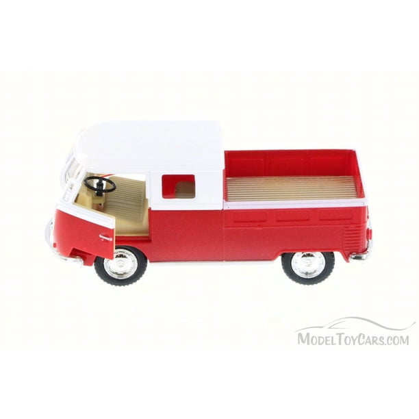 1963 Volkswagen Classical Bus Double Cab Pick Up, Red - Kinsmart